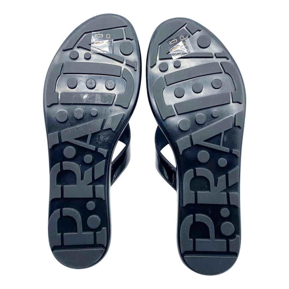 Prada Black Logo Flip Flop Sandals 36.5
