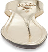 Prada Gold Logo Flip Flop Metallic Sandals 38.5
