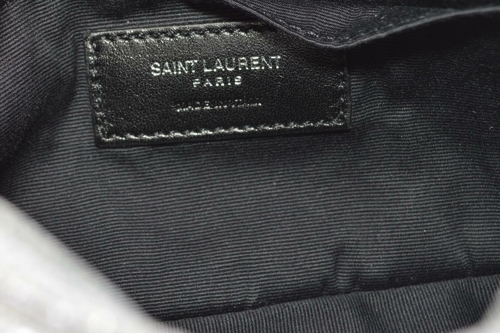 Saint Laurent YSL Silver Leather LOU Belt Bag Fanny Pack Purse