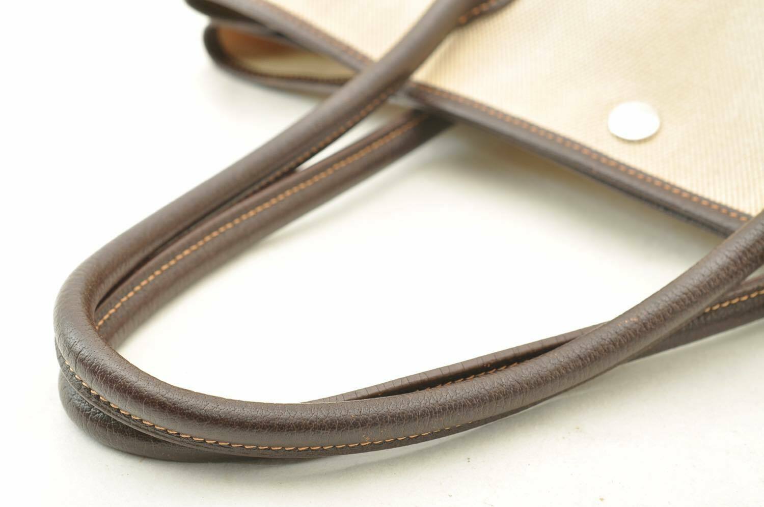 HERMES Canvas Garden Party PM Tote Bag White