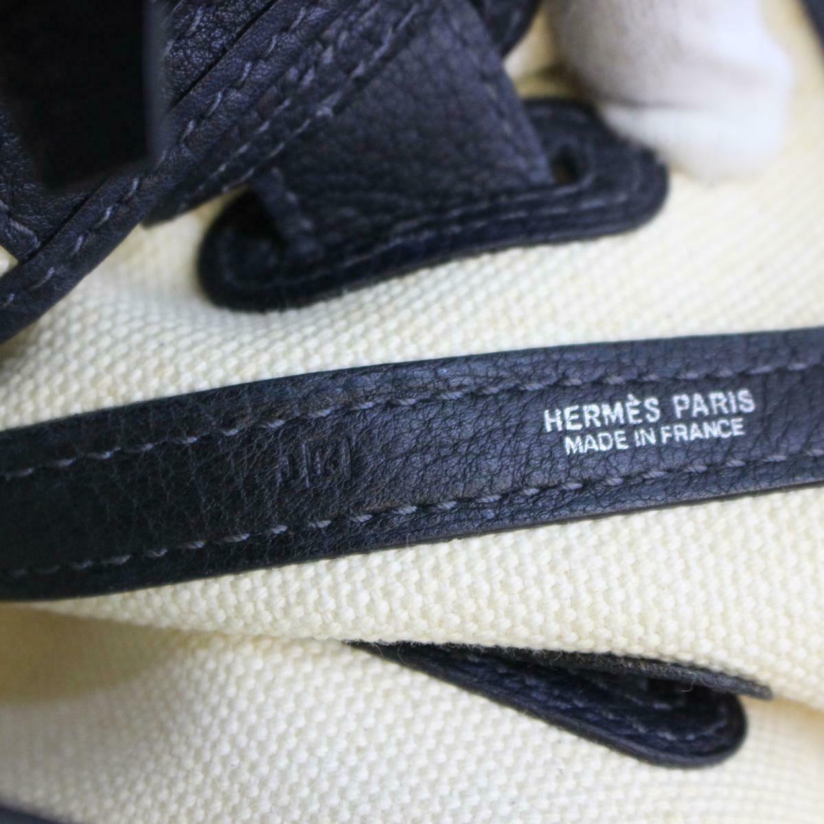 HERMES Petite Sunture PM Tote Hand Bag Canvas Leather Ivory