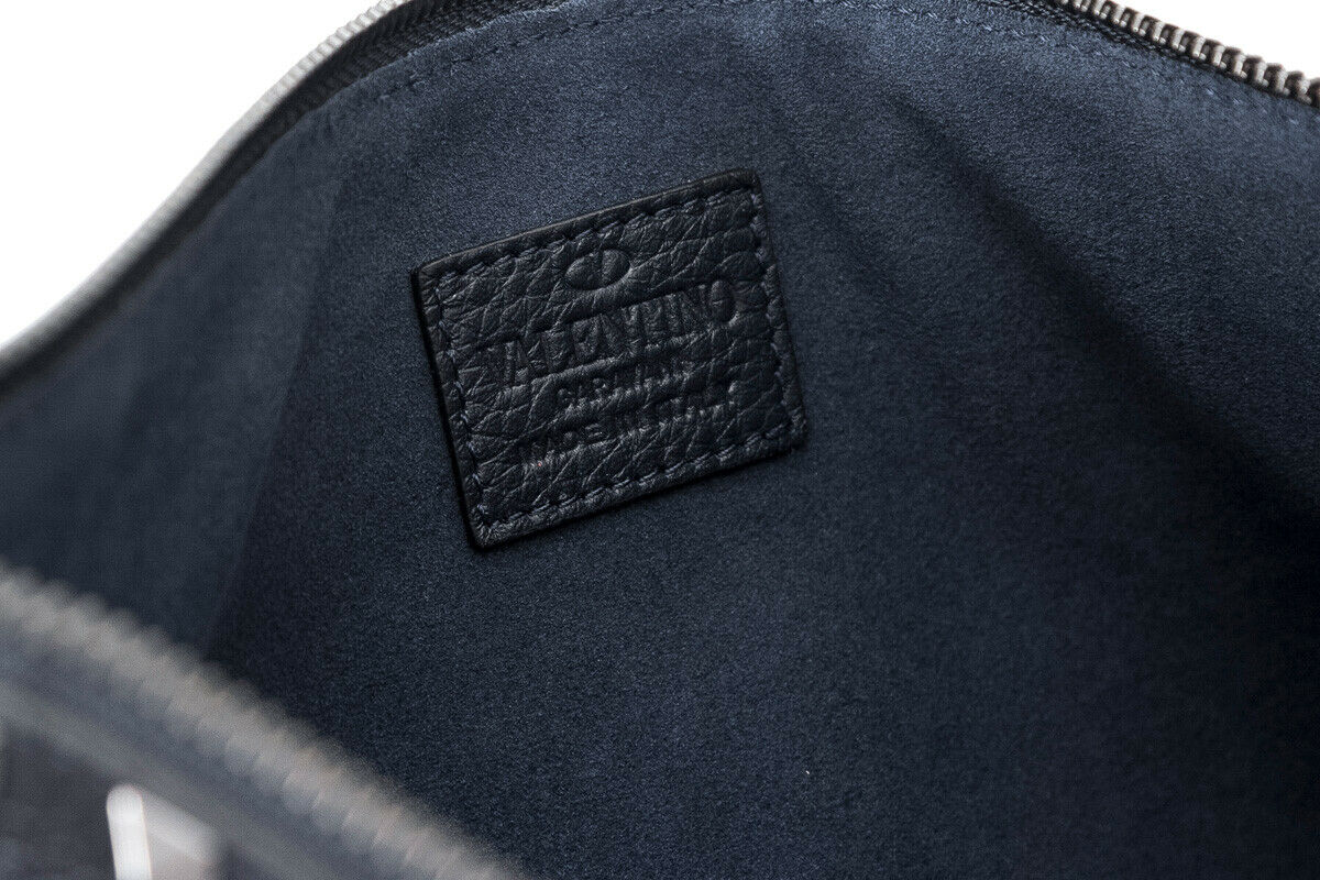 VALENTINO Vitello Rockstud Large Zip Pouch Black