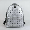 MCM Medium 40 Silver Coated Canvas Studded Backpack