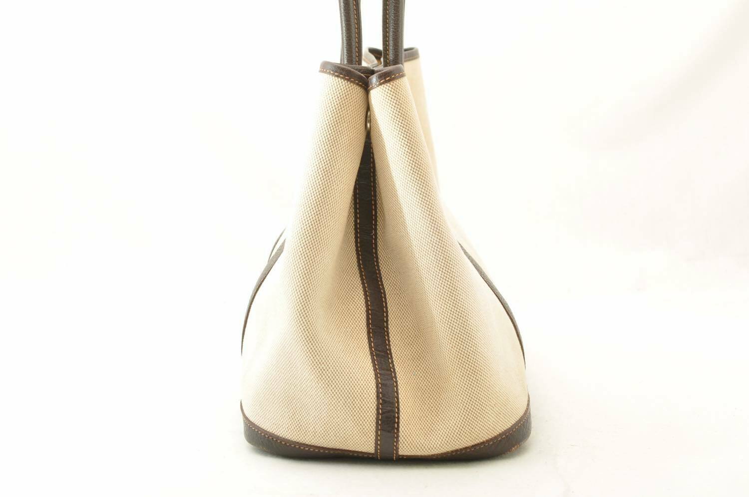 HERMES Canvas Garden Party PM Tote Bag White