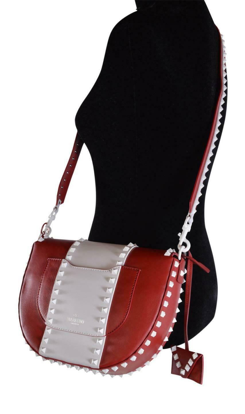 Valentino Garavani Free Rockstud Red White Medium Purse Shoulder Bag