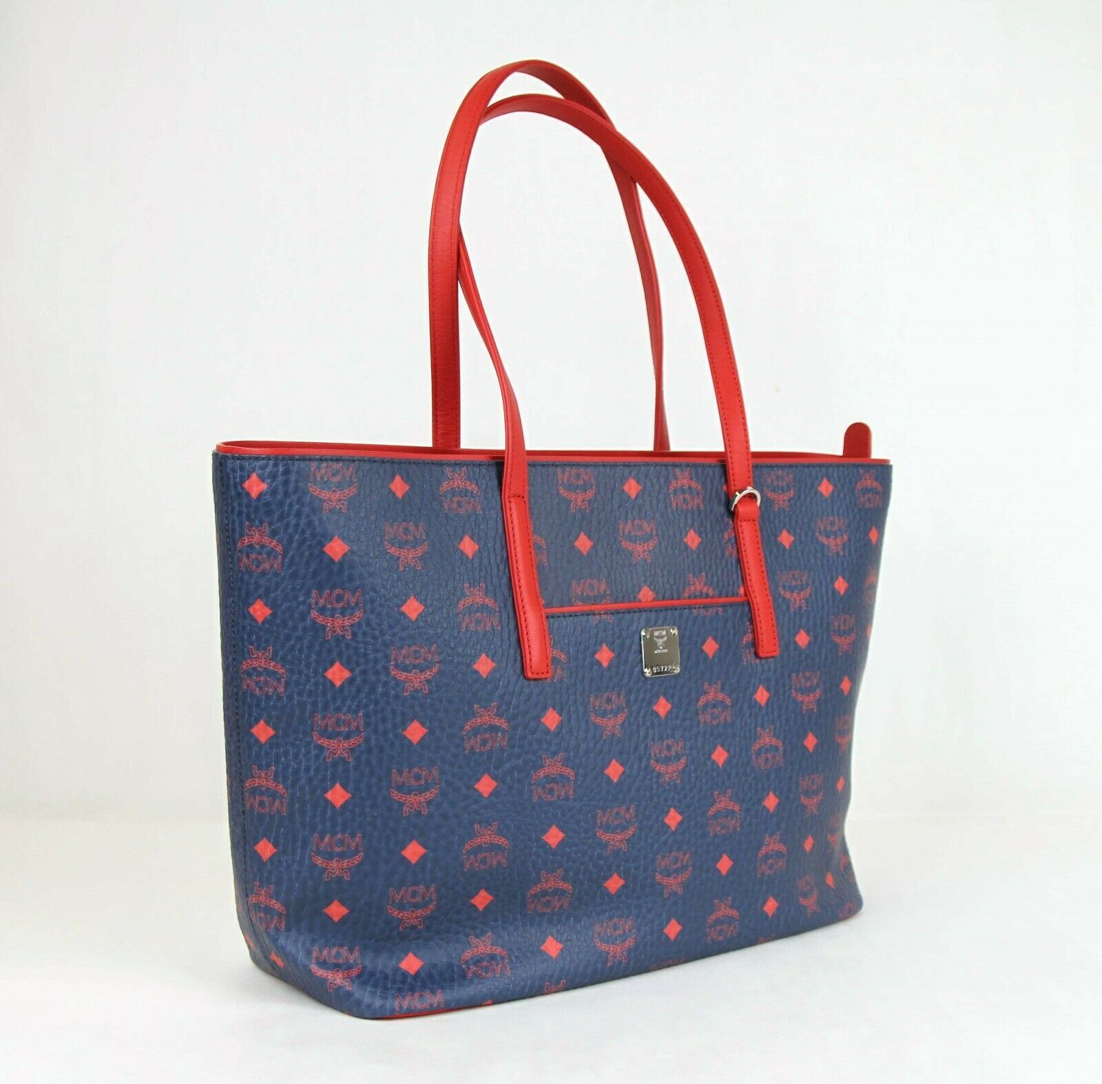 MCM Deep Blue Sea Coated Canvas Medium Shopper Tote