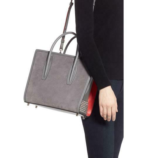 Christian Louboutin Medium Paloma Suede Grey Leather Tote