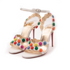 Christian Louboutin White Smartissima 100 Suede-trimmed Leather Sandals