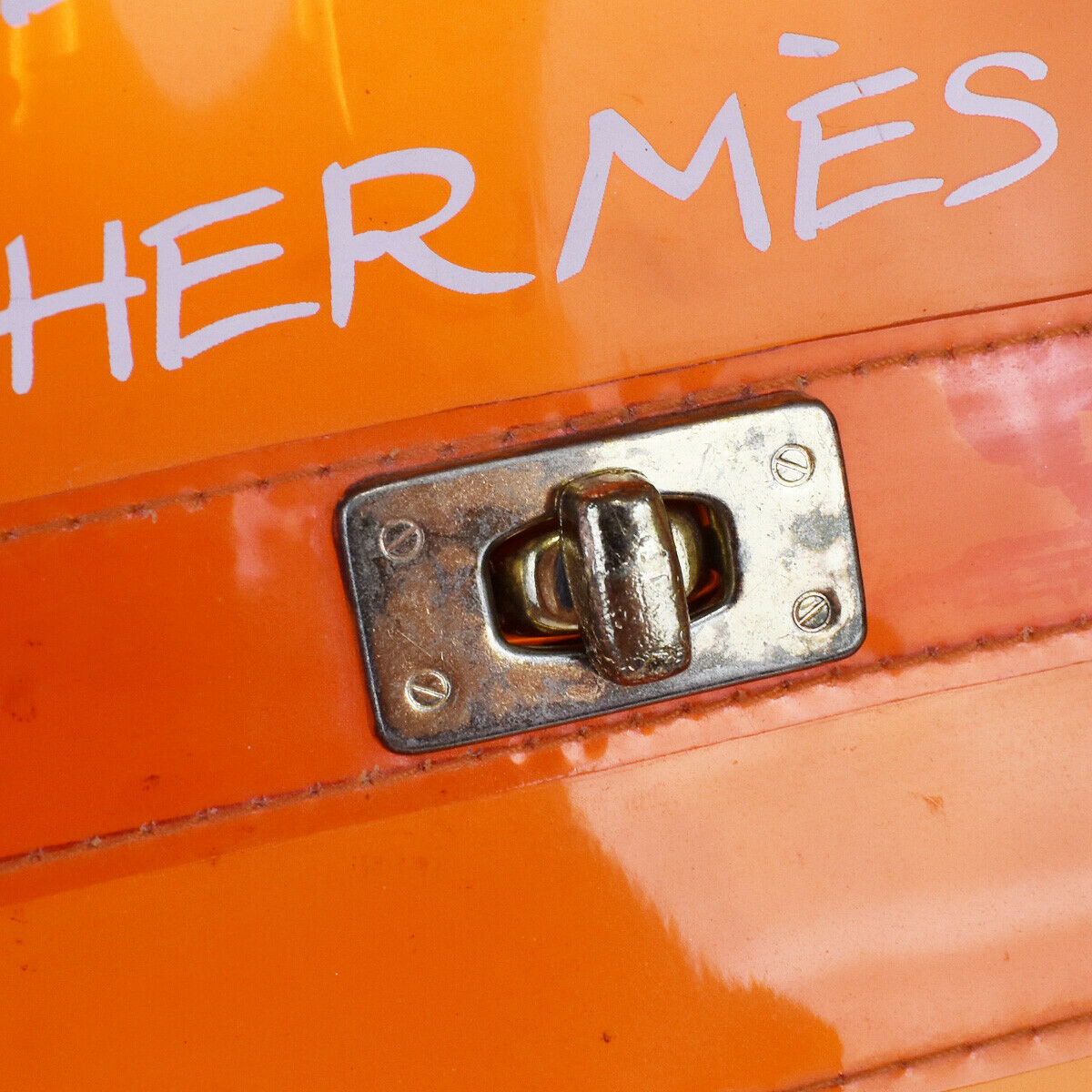 HERMES Vinyl Kelly 40 Hand Beach Bag SOUVENIR DE L'EXPOSITION 1998