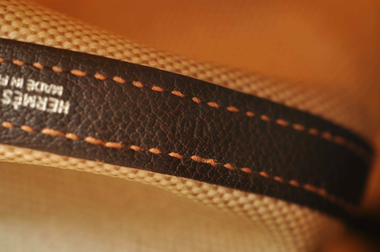 HERMES Canvas Garden Party PM Tote Bag White