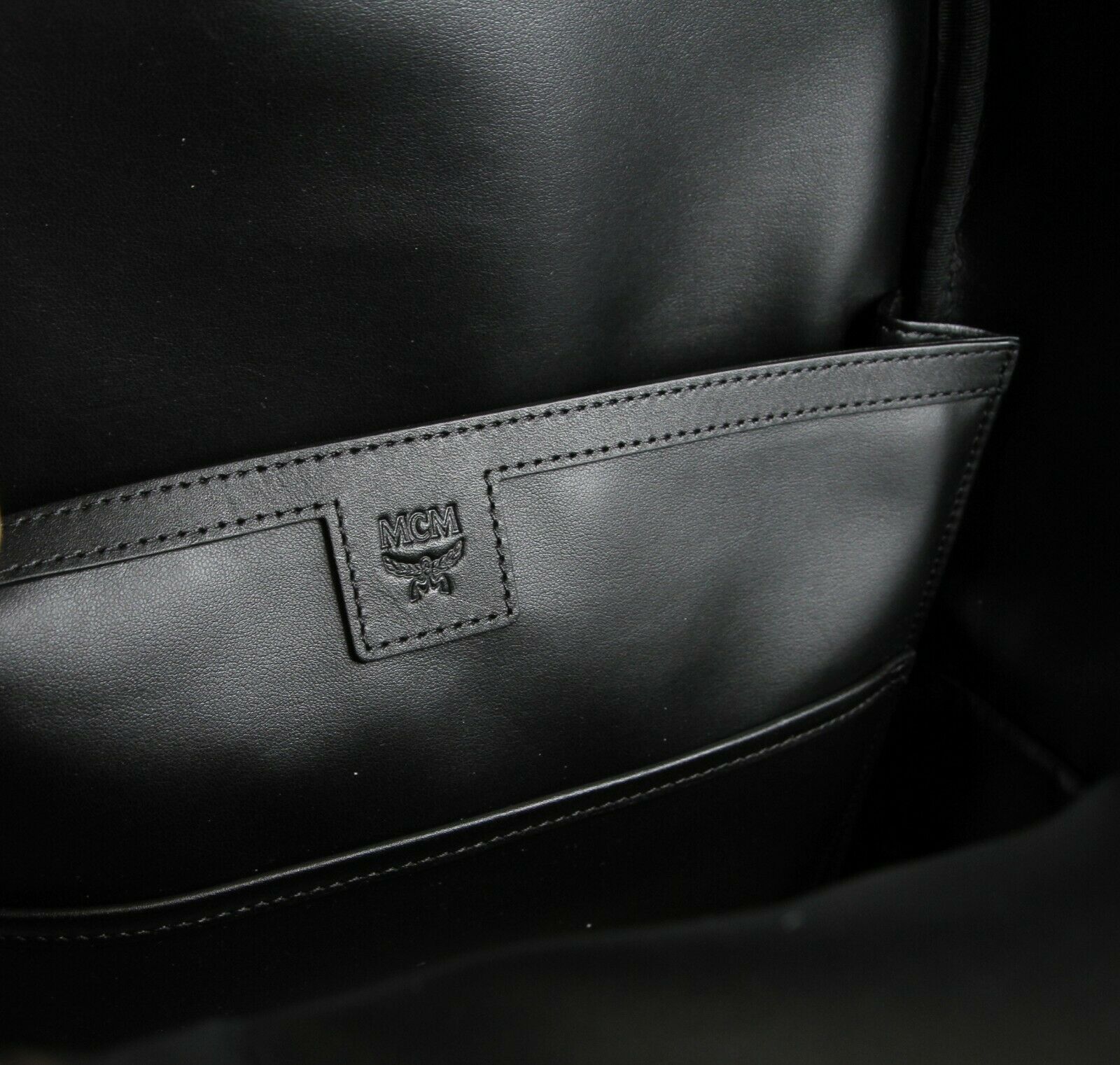 MCM Black Leather Studded Flap Shoulder Bag