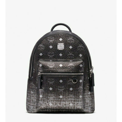 black mcm mini backpack MCM Small Black Silver Gradation Visetos Stark Backpack