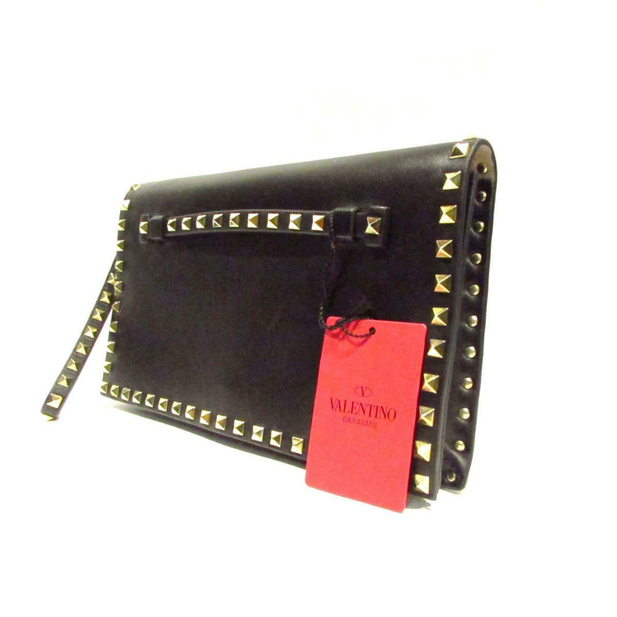VALENTINO Nappa Rockstud Clutch Black
