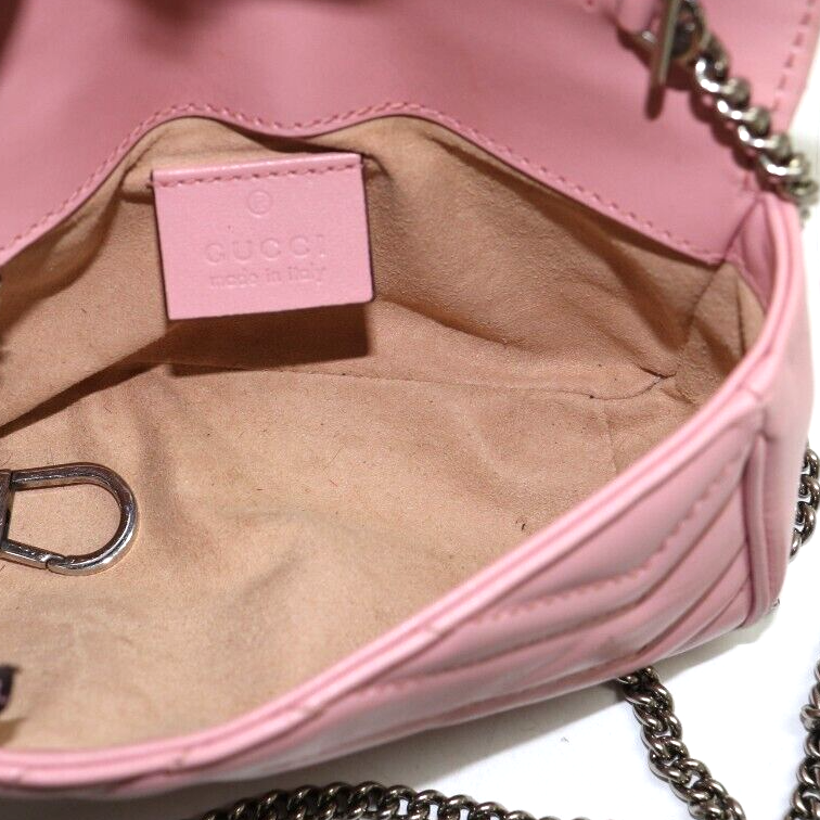 PREORDER Gucci Calfskin Matelasse Super Mini GG Marmont Shoulder Bag Wild Rose