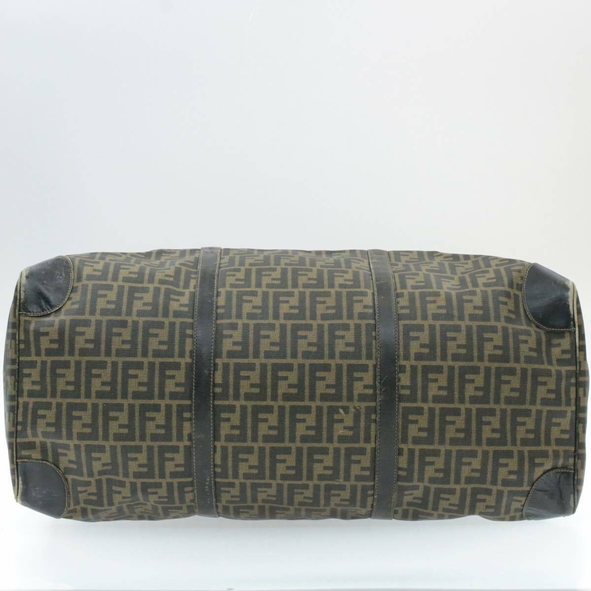 FENDI Zucca Canvas Boston Bag Brown Black