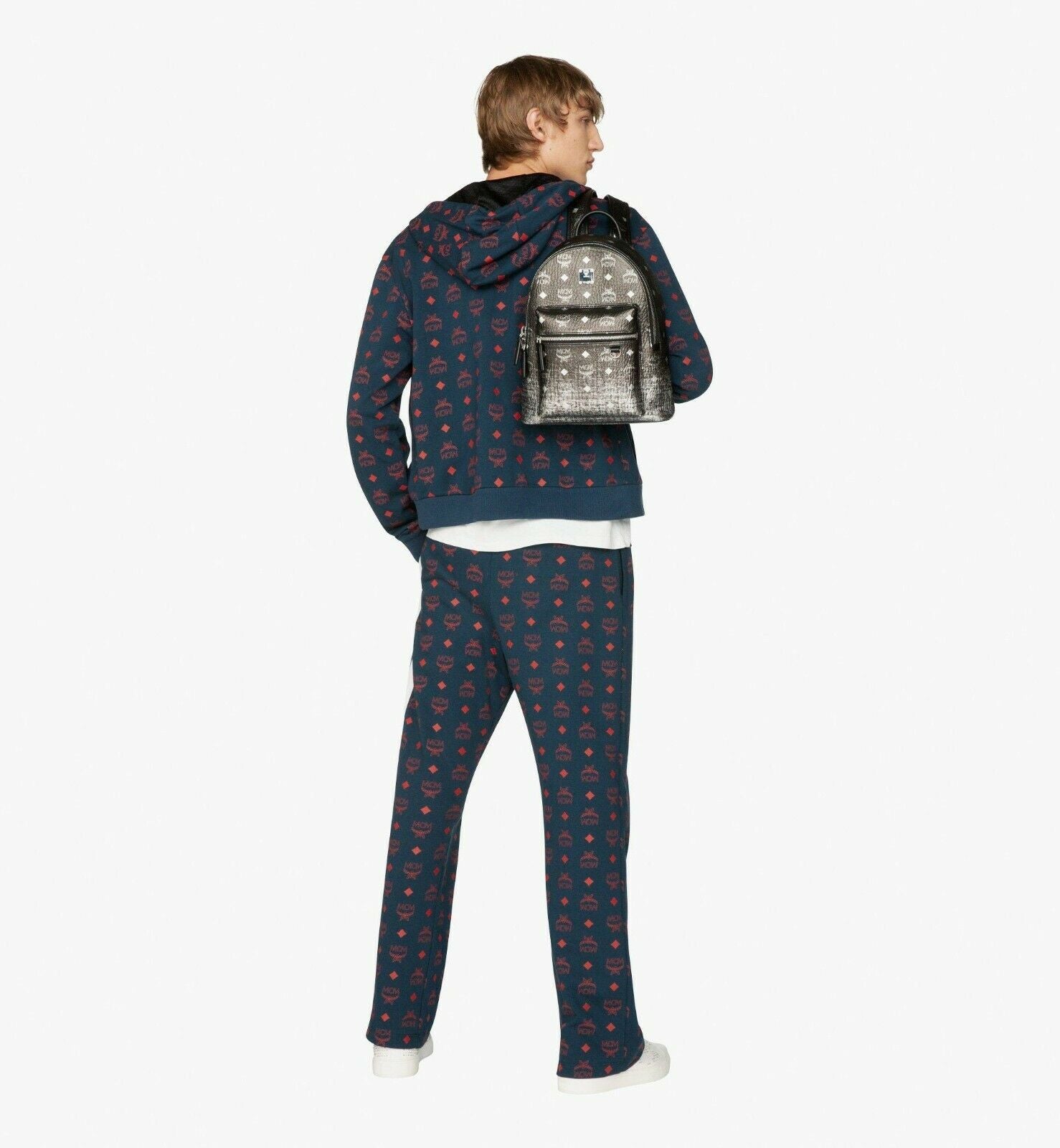 MCM Small Black Silver Gradation Visetos Stark Backpack