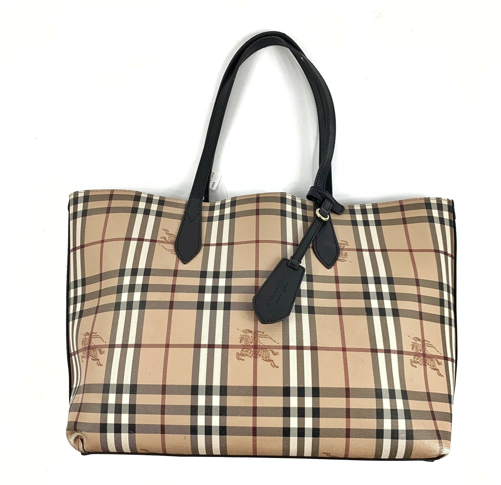 Burberry Medium Lavenby Black Haymarket Check Reversible Tote