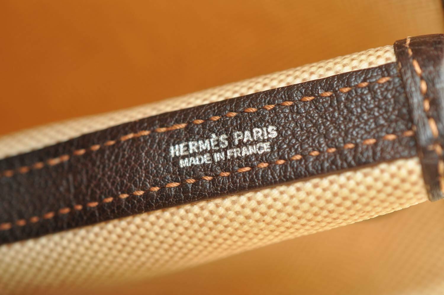 HERMES Canvas Garden Party PM Tote Bag White