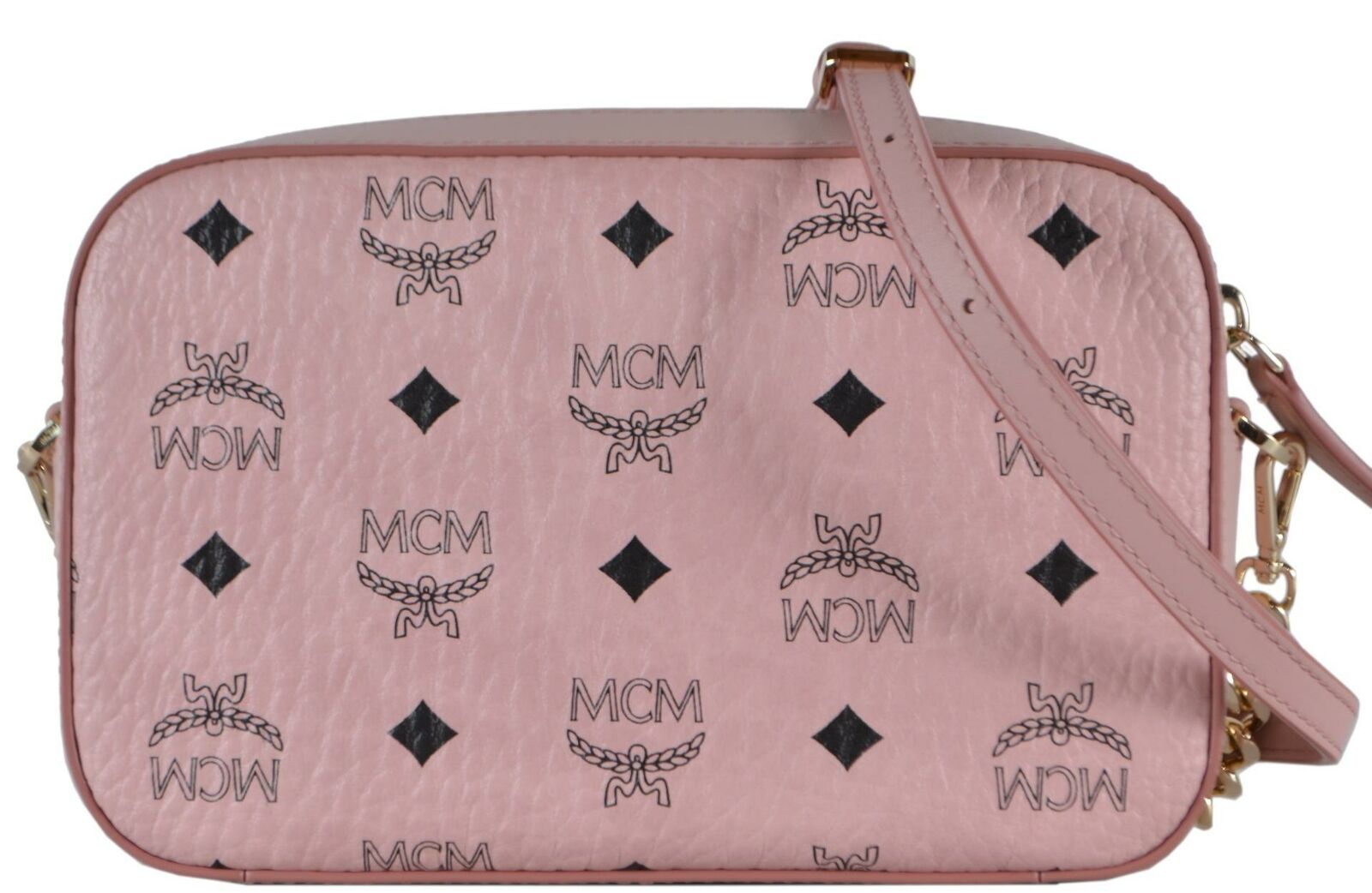 MCM Small Pink Coated Canvas Visetos Camera Bag Crossbody Purse -  MyDesignerly