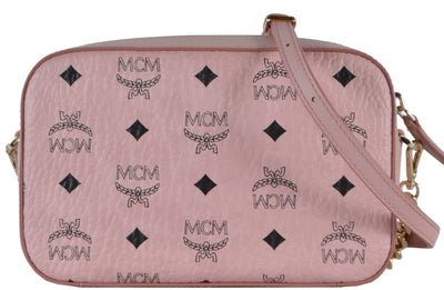 MCM Small Pink Coated Canvas Visetos Camera Bag Crossbody Purse