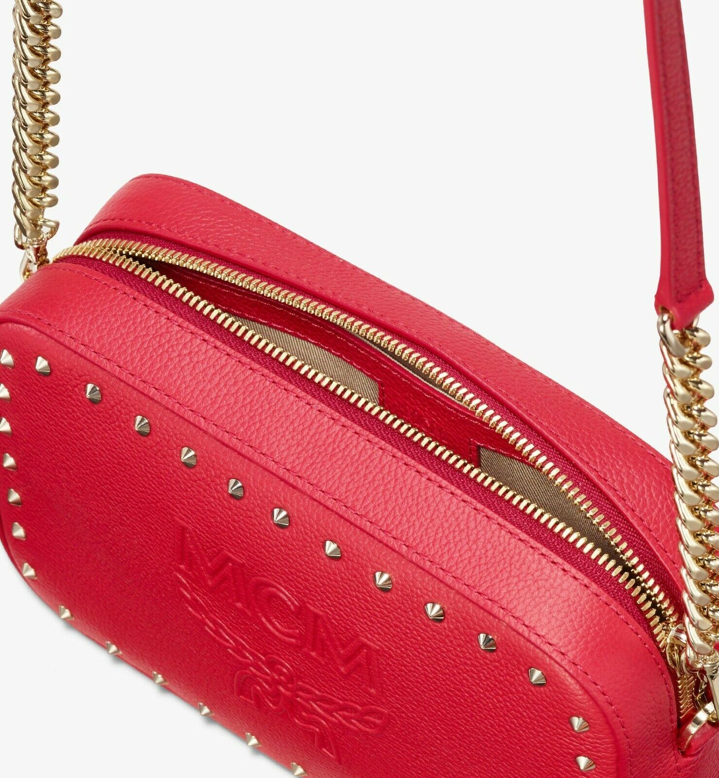 MCM Red Chanswell Camera Crossbody Bag Park Avenue Leather