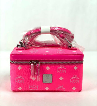 MCM Neon Pink Coated Canvas Rockstar Vanity Case Box Bag