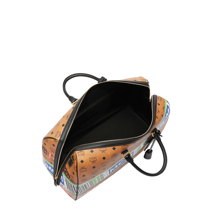 MCM Unisex Brown Cognac Visetos Flight Travel Boston Bag Duffle