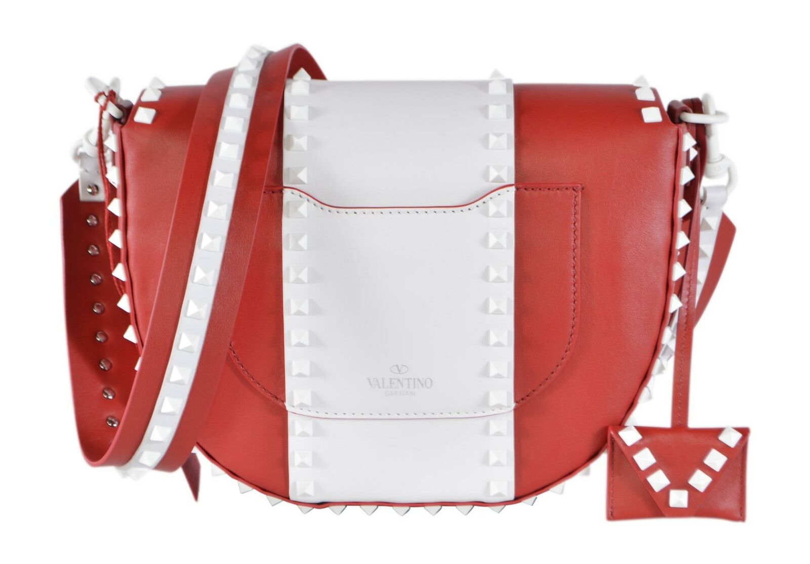 Valentino Garavani Free Rockstud Red White Medium Purse Shoulder Bag
