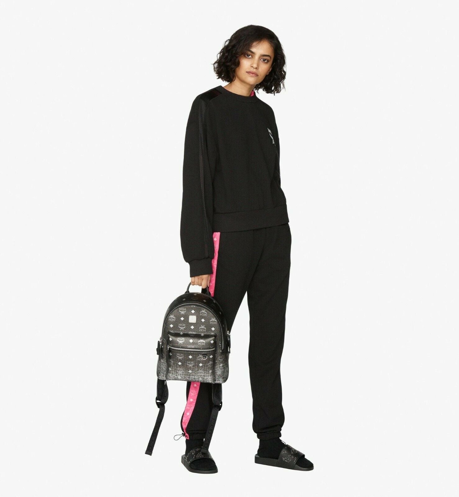 MCM Small Black Silver Gradation Visetos Stark Backpack