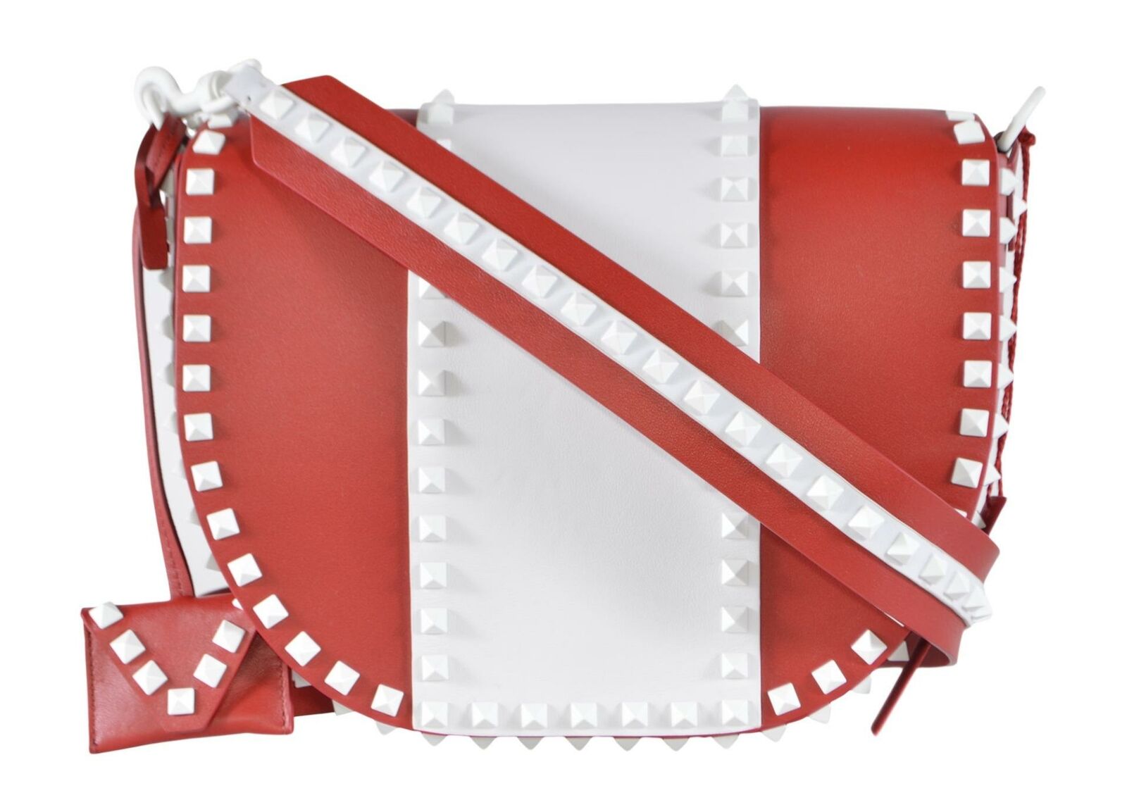 Valentino Garavani Free Rockstud Red White Medium Purse Shoulder Bag