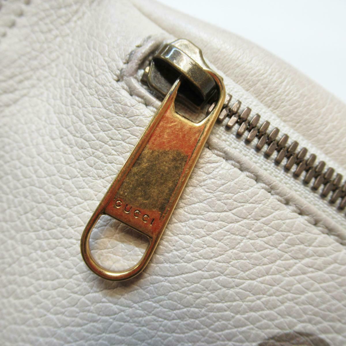 GUCCI Print Small Shoulder Belt Bag White Leather Logo