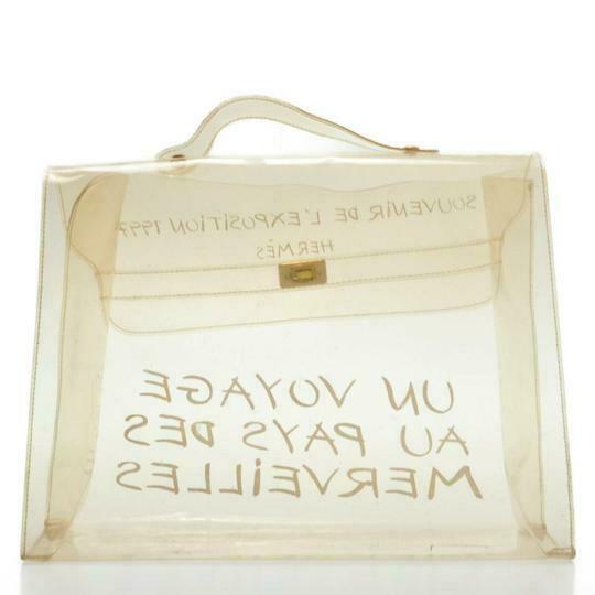 Hermès Kelly L Souvenir De L'exposition Transparent White Vinyl Satchel
