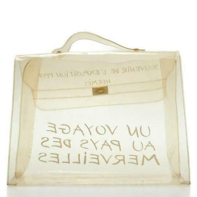 Hermès Kelly L Souvenir De L'exposition Transparent White Vinyl Satchel