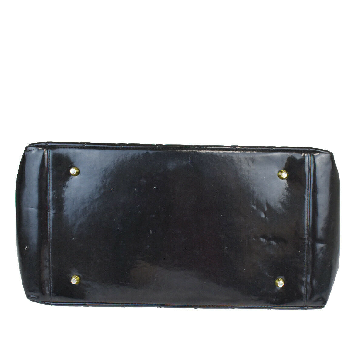 CHANEL CC GST Quilted Chain Hand Bag Patent Leather Black Vintage