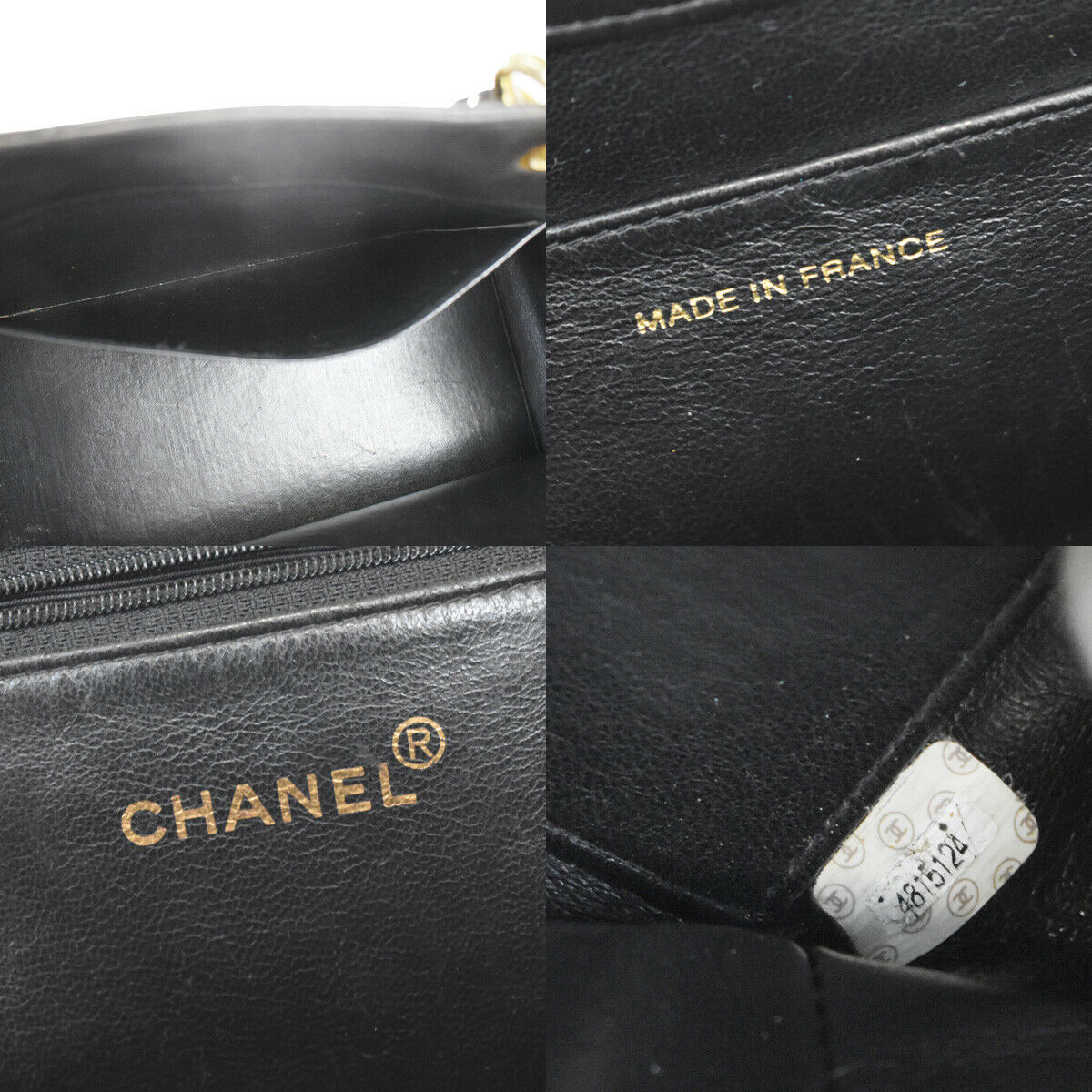 CHANEL CC GST Quilted Chain Hand Bag Patent Leather Black Vintage
