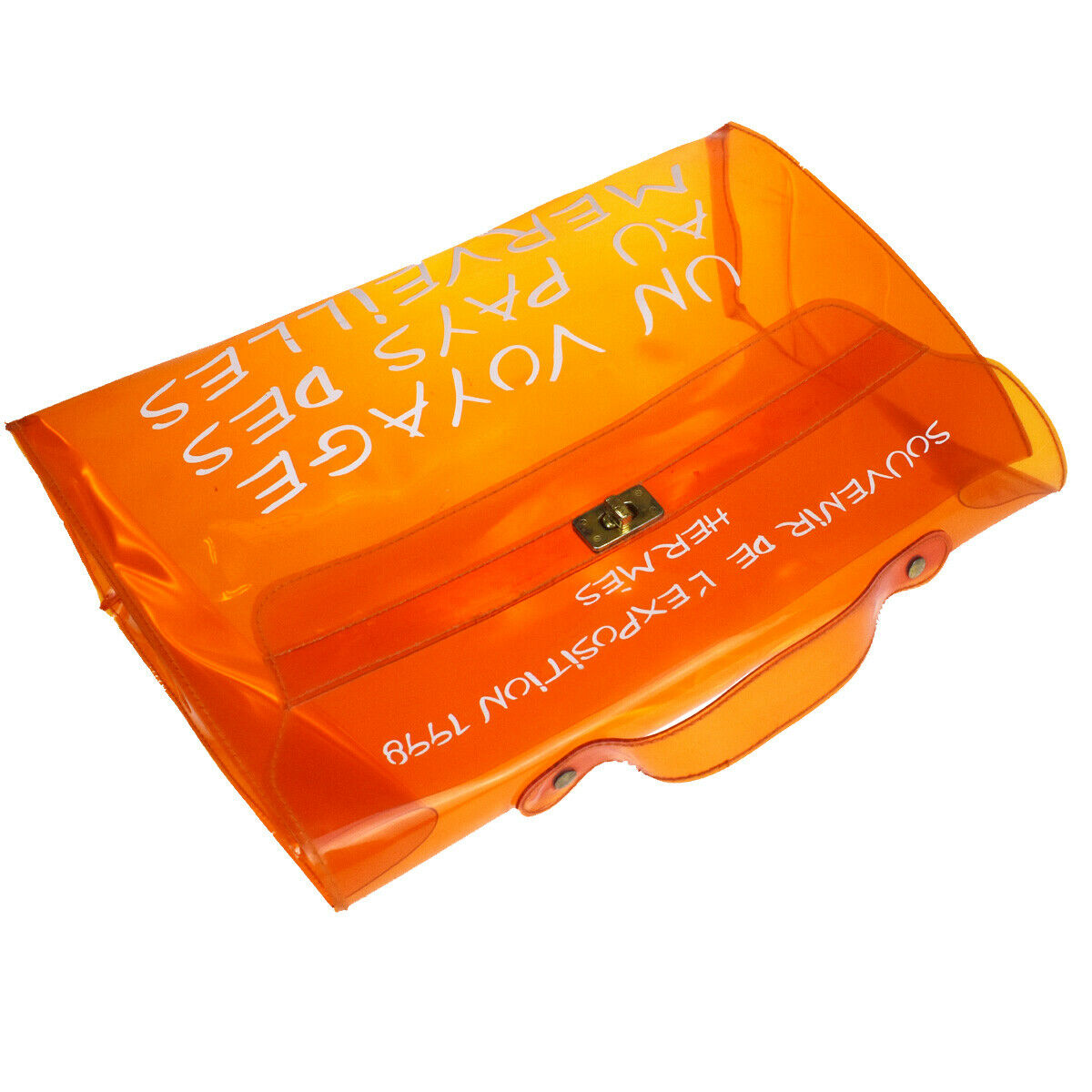 HERMES Vinyl Kelly 40 Hand Beach Bag SOUVENIR DE L'EXPOSITION 1998