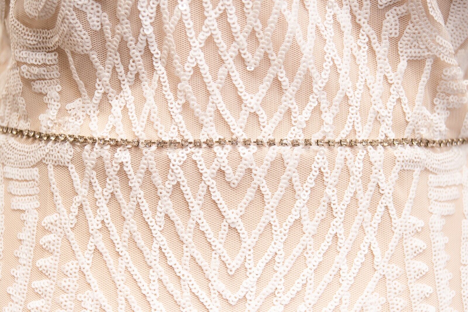 NEW Cocomelody Linda Mermaid Court Train Sequined Lace Wedding Dress Sz 14