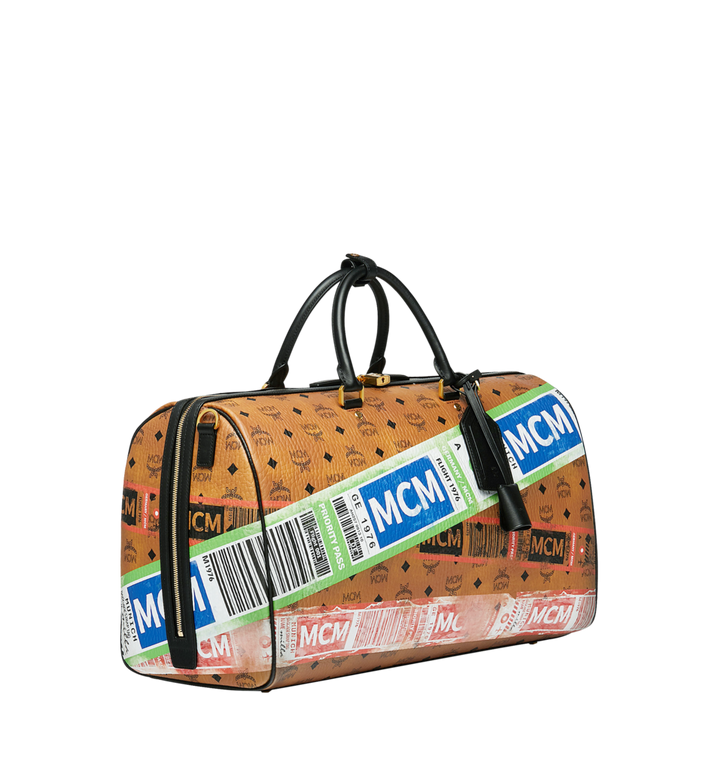 MCM Unisex Brown Cognac Visetos Flight Travel Boston Bag Duffle