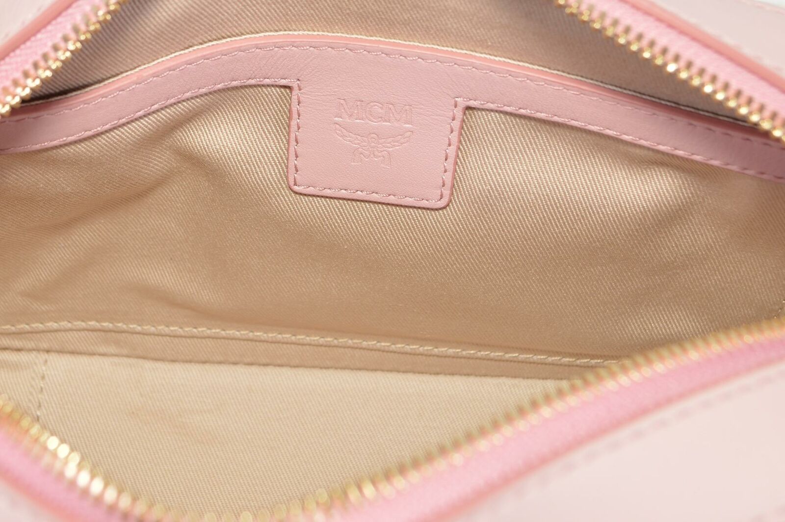 MCM Small Pink Coated Canvas Visetos Camera Bag Crossbody Purse