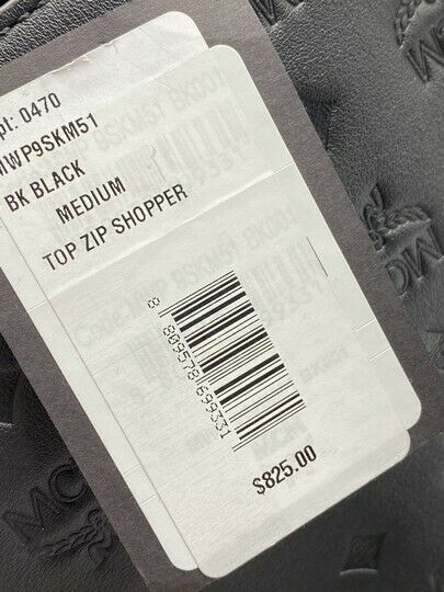 MCM Klara Medium Monogram Shopper Black Leather Tote