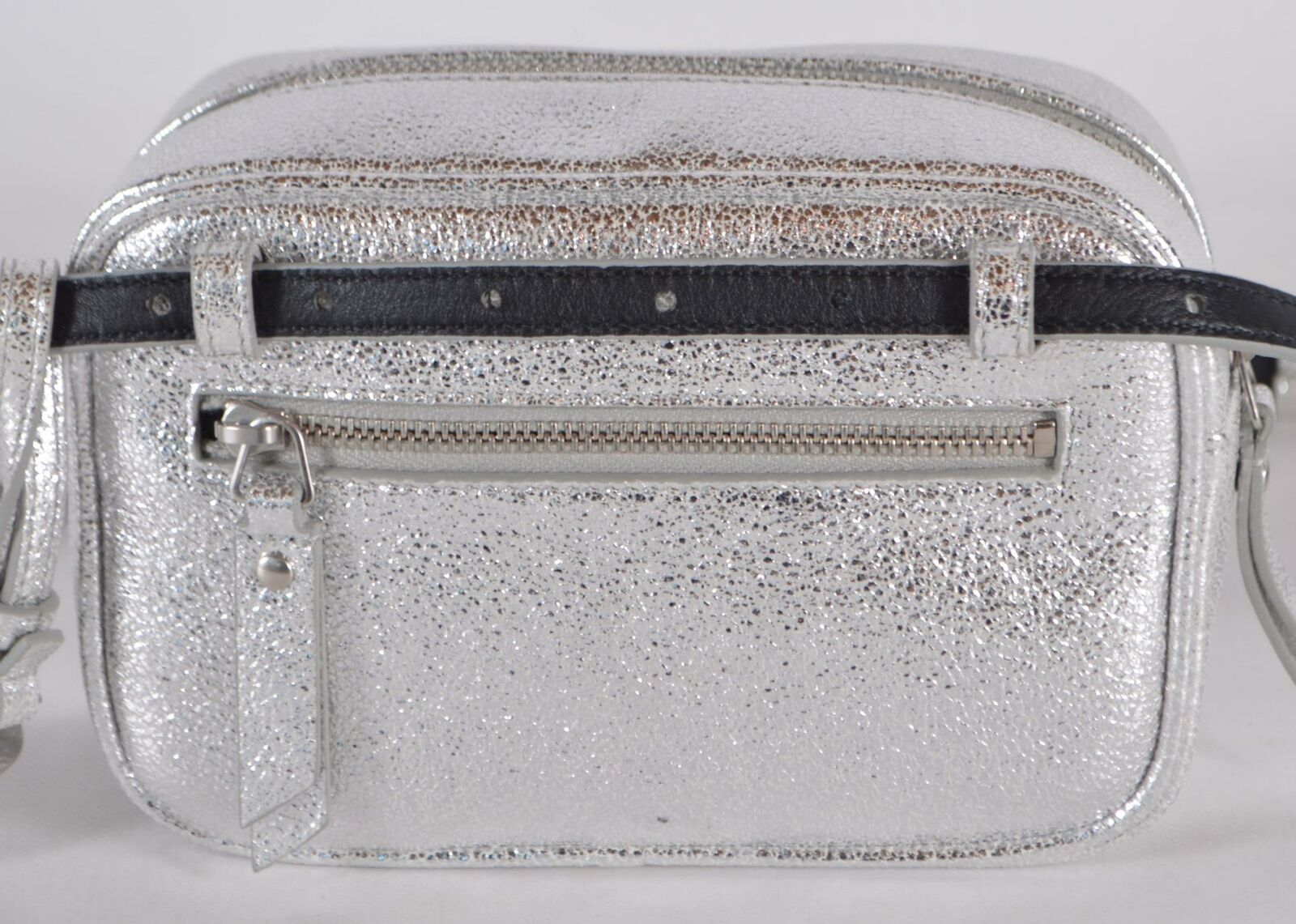 Saint Laurent YSL Silver Leather LOU Belt Bag Fanny Pack Purse