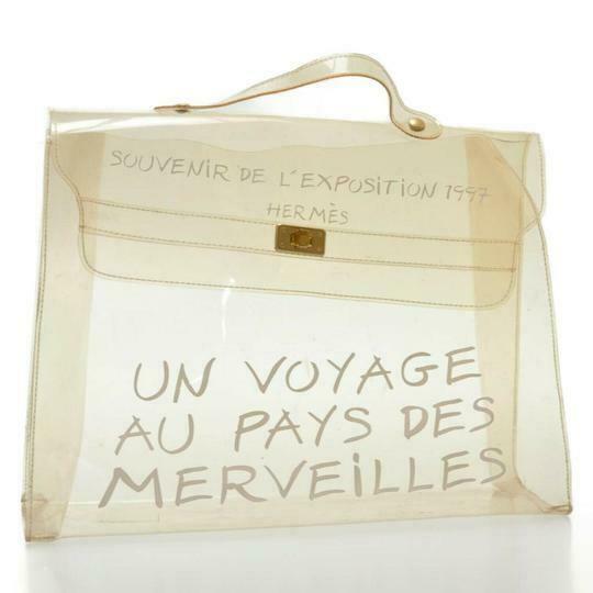 Hermès Kelly L Souvenir De L'exposition Transparent White Vinyl Satchel