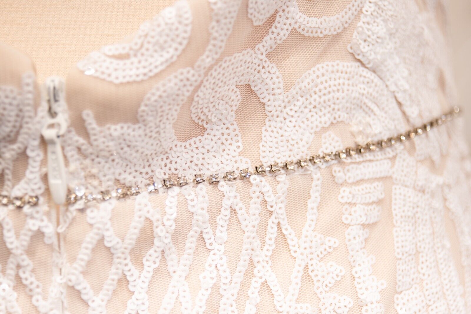 NEW Cocomelody Linda Mermaid Court Train Sequined Lace Wedding Dress Sz 14