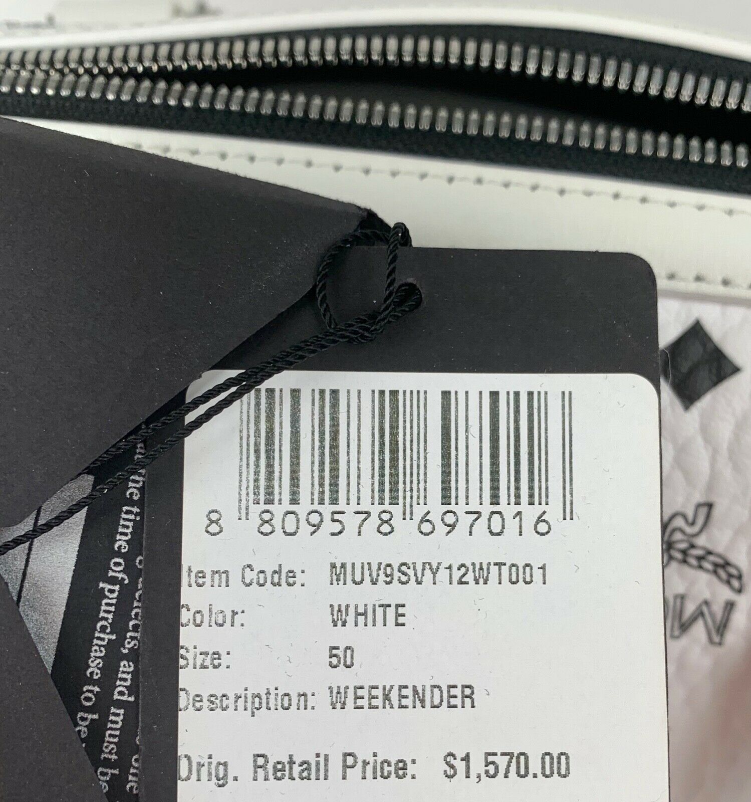 MCM Unisex White Visetos Flight Print Travel Boston Bag Duffle