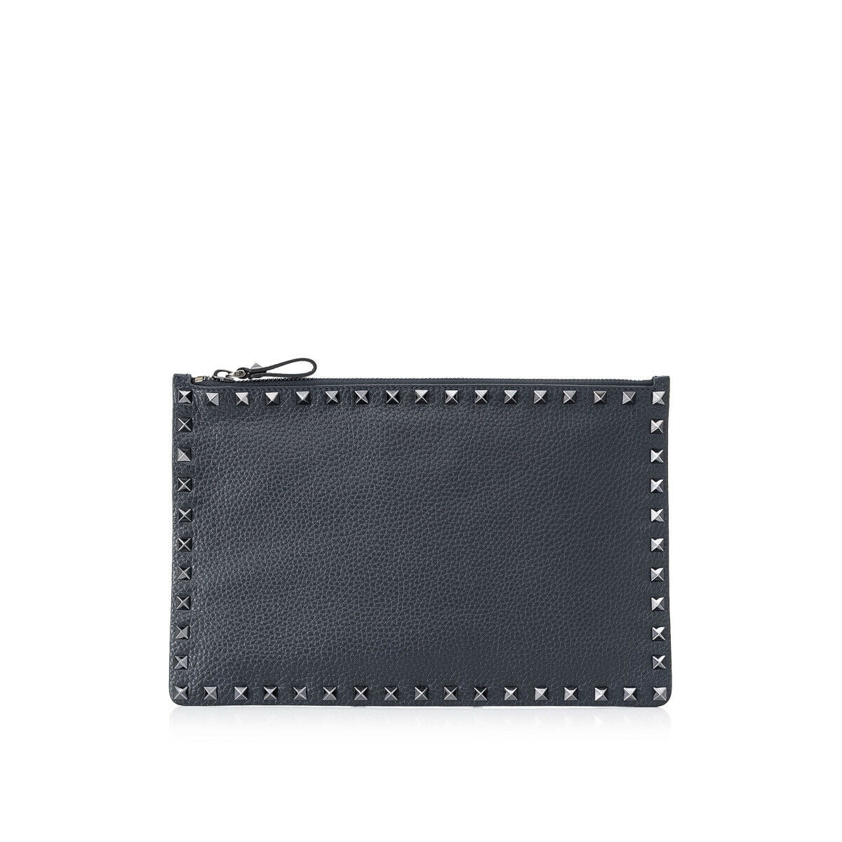 VALENTINO Vitello Rockstud Large Zip Pouch Black