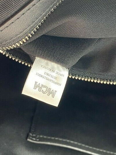 MCM Klara Medium Monogram Shopper Black Leather Tote