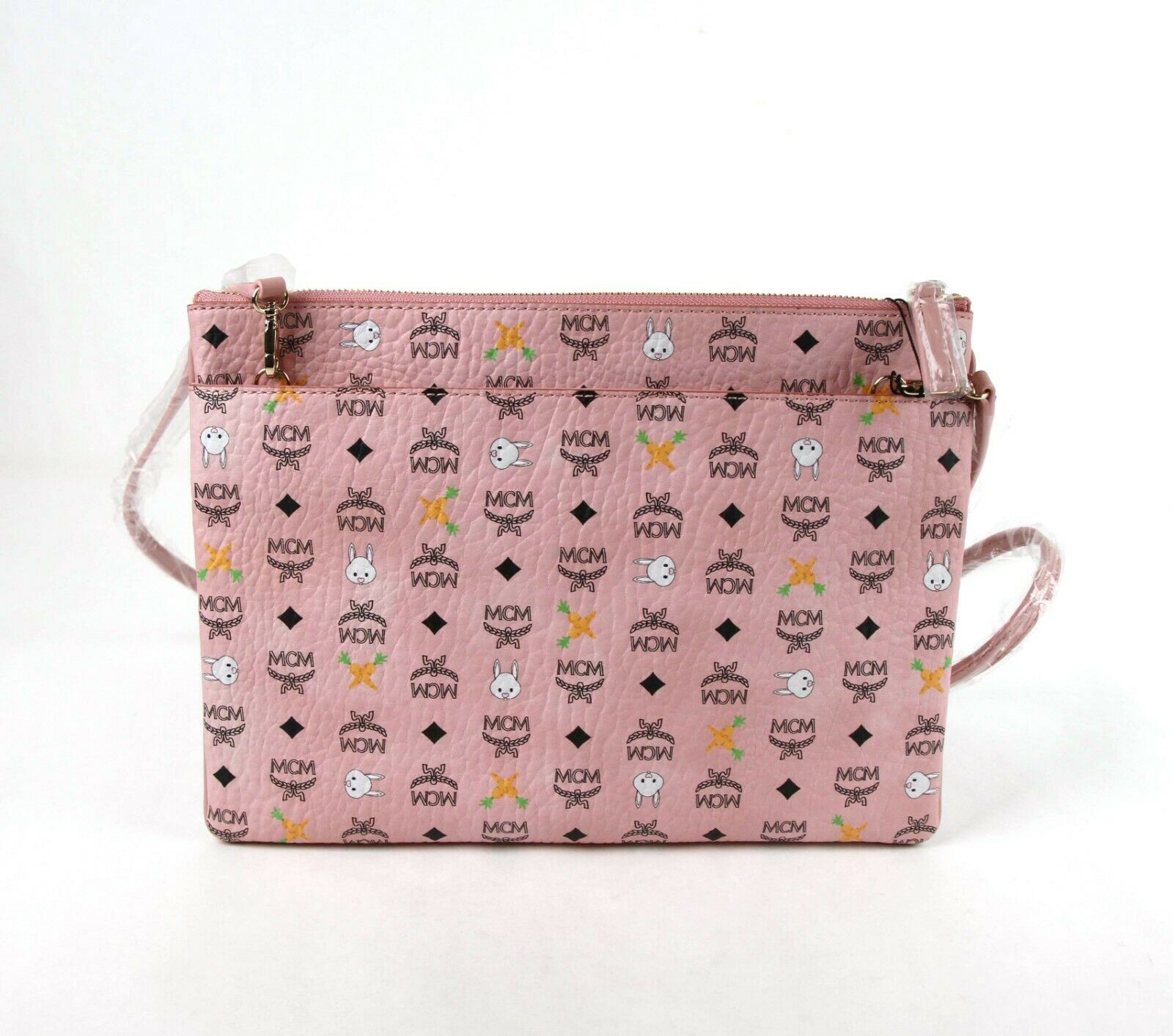 MCM Soft Pink Coated Canvas Medium Crossbody Bag w/Pouch