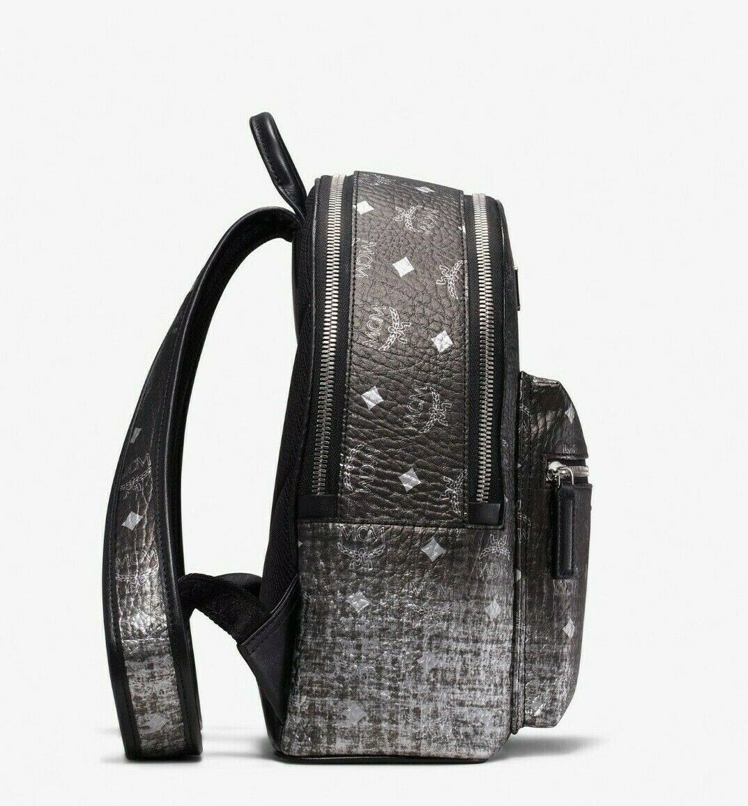 MCM Small Black Silver Gradation Visetos Stark Backpack