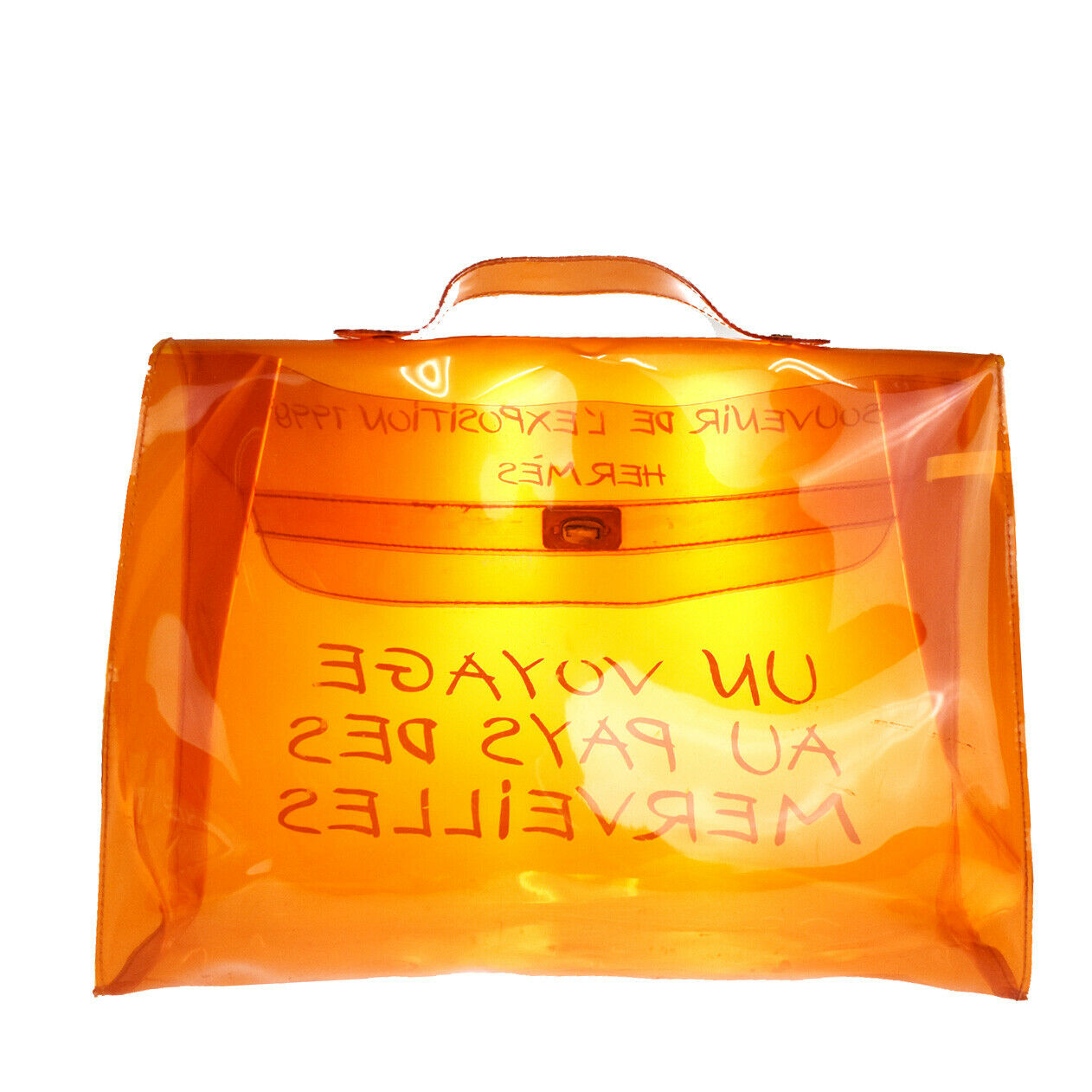 HERMES Vinyl Kelly 40 Hand Beach Bag SOUVENIR DE L'EXPOSITION 1998