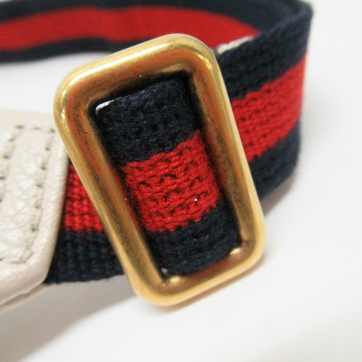 GUCCI Print Small Shoulder Belt Bag White Leather Logo